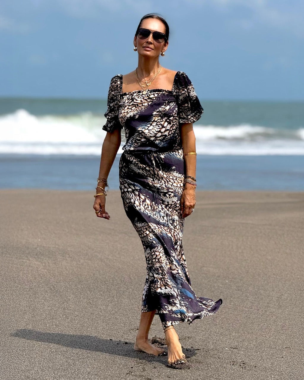 The Lioness Maxi Dress in Royal Pheasant Print – Little Joe Woman by Gail Elliott