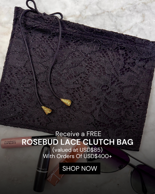 The Rosebud Lace Clutch in Black — complimentary with orders of USD$400+
