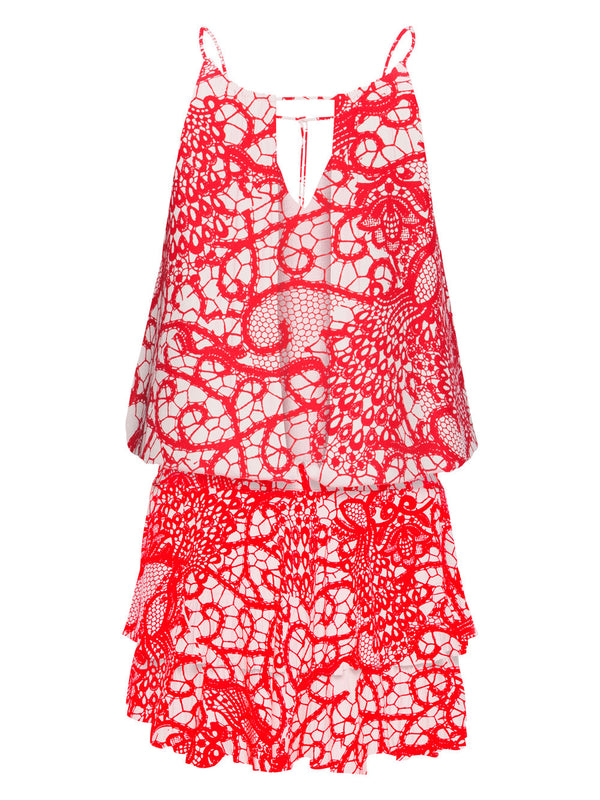 HIGH TIDE RED LACE PRINT DRESS - Little Joe Woman by Gail Elliott E-Boutique
 - 2