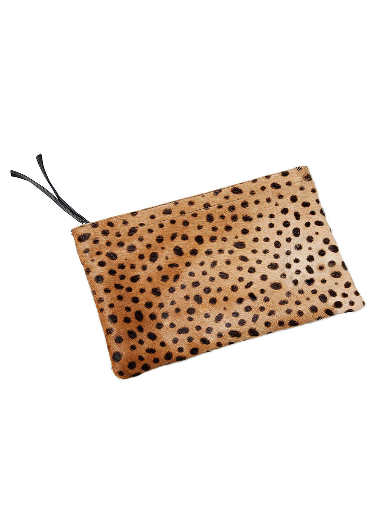 MOON LEOPARD AND LEATHER PONY HAIR CLUTCH - Little Joe Woman by Gail Elliott E-Boutique
