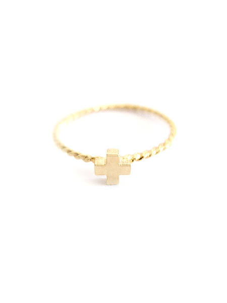 Georgia Muller - Tiny Gold Cross Ring - Little Joe Woman by Gail Elliott E-Boutique
