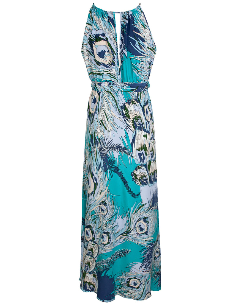 Blue Racer Maxi Silk Dress - Little Joe Woman by Gail Elliott E-Boutique
 - 2