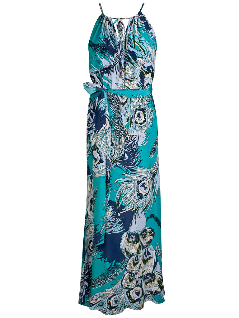 Blue Racer Maxi Silk Dress - Little Joe Woman by Gail Elliott E-Boutique
 - 1