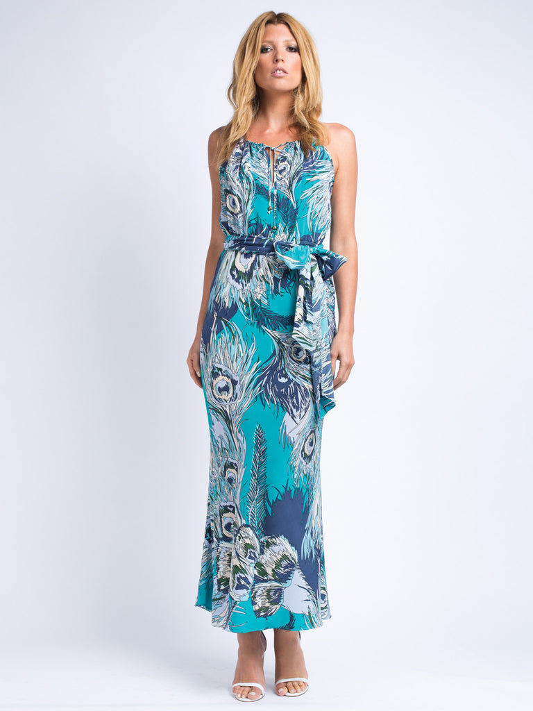 Blue Racer Maxi Silk Dress - Little Joe Woman by Gail Elliott E-Boutique
 - 3