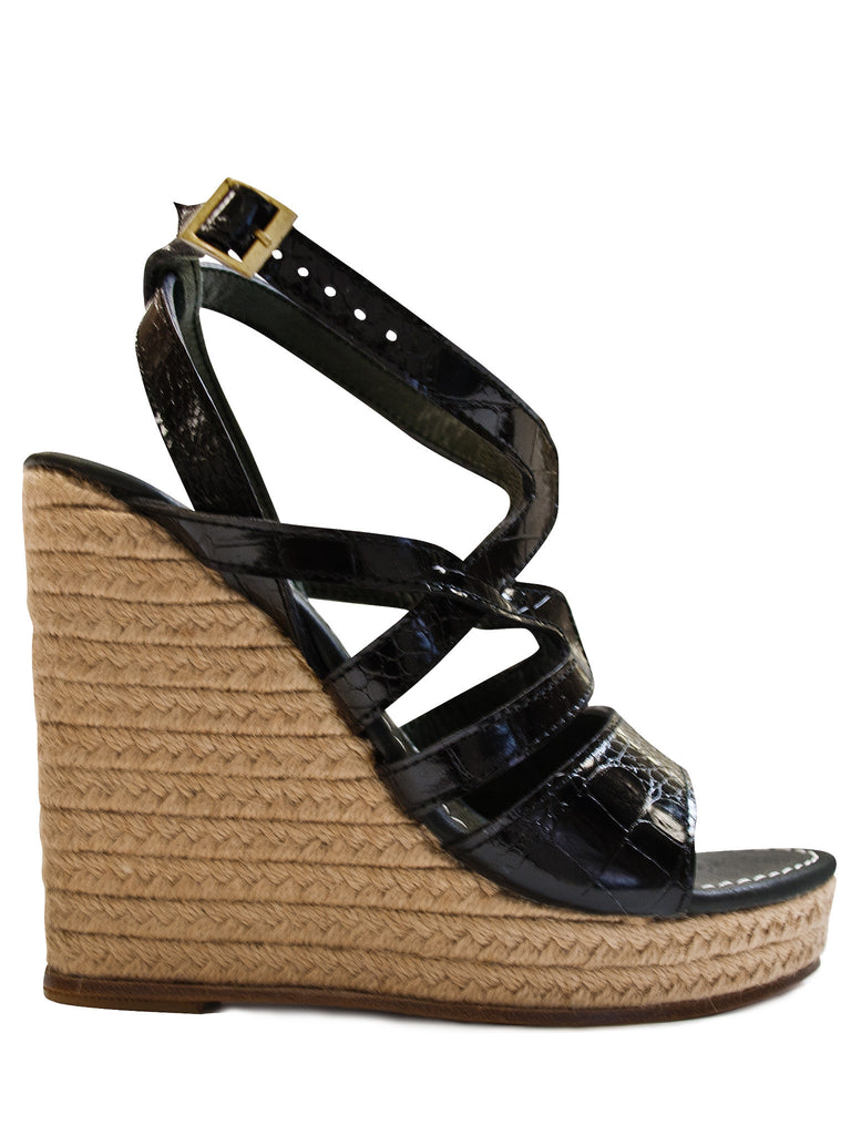 Gloss Black Wedge Sandal - Little Joe Woman by Gail Elliott E-Boutique
 - 1